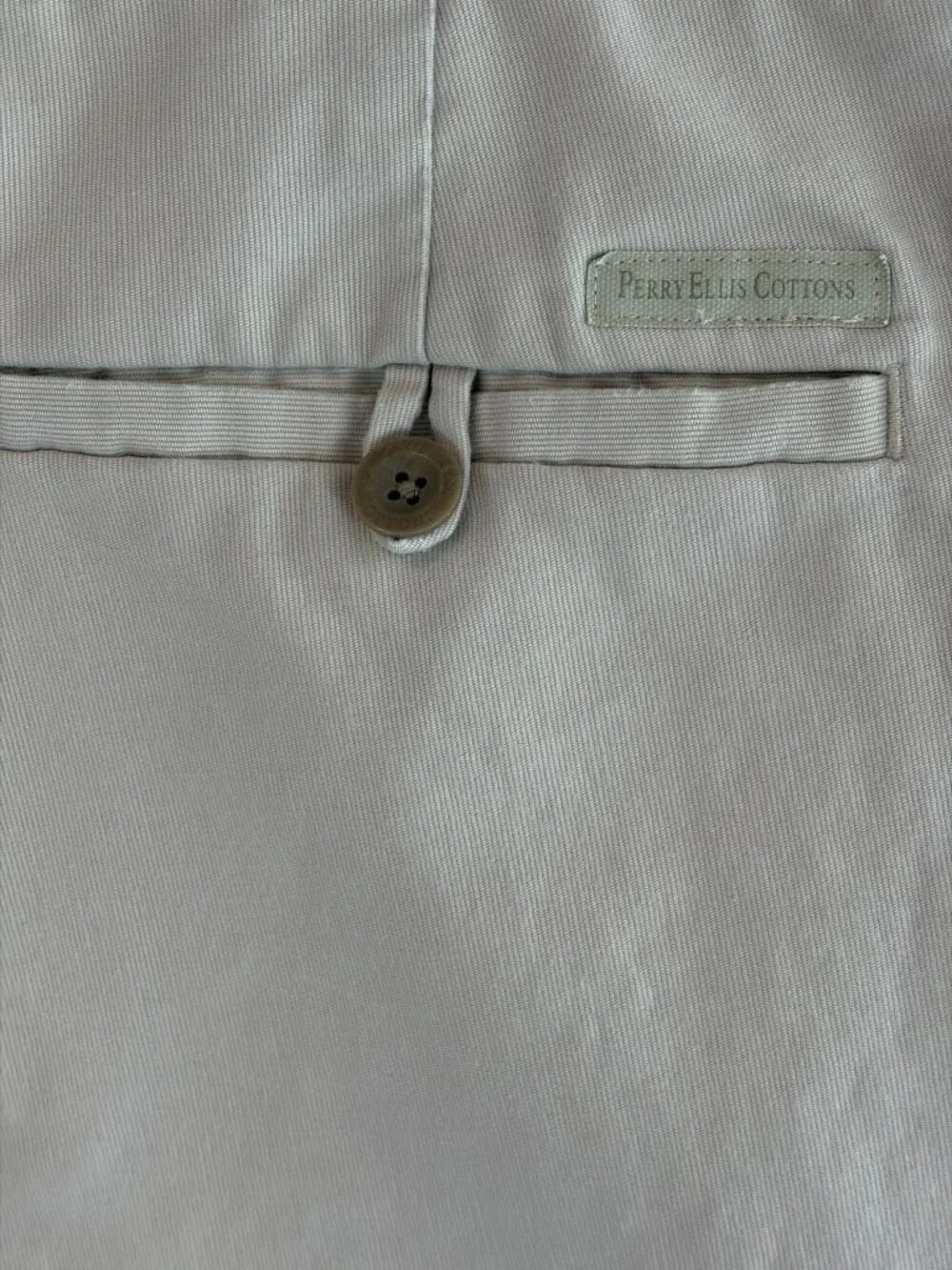 Perry Ellis Men's 34x32 Beige Khaki Chino Pants 100% Cotton Classic Flat Front